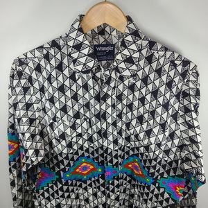Wrangler vintage western button down long sleeve cowboy cut 15.5 - 33